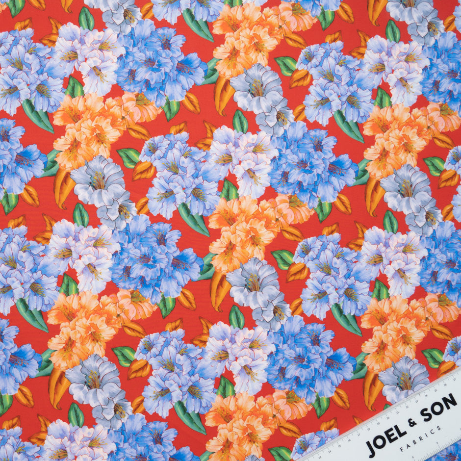 Multi Floral Printed Rich Red Pure Cotton
