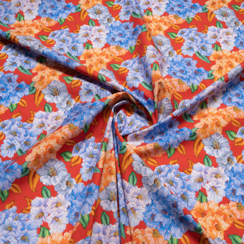 Multi Floral Printed Rich Red Pure Cotton