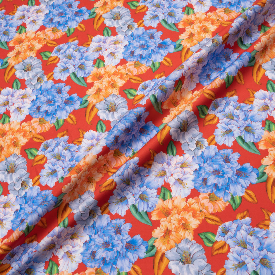 Multi Floral Printed Rich Red Pure Cotton