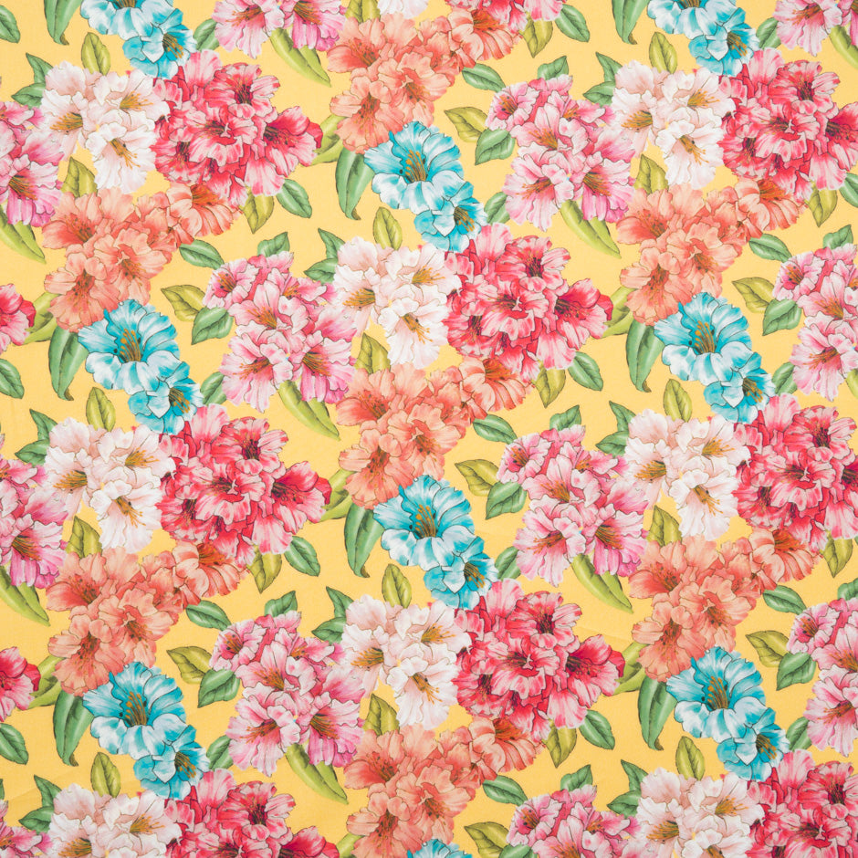 Multi Floral Printed Yellow Pure Cotton