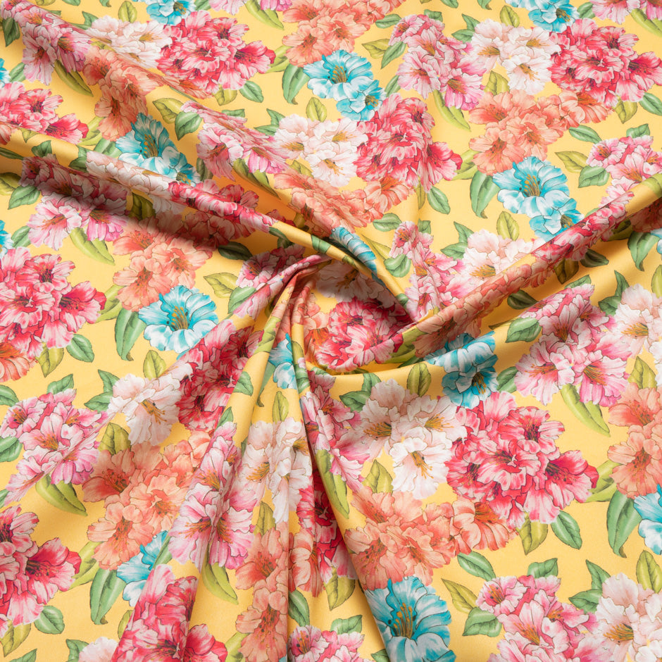 Multi Floral Printed Yellow Pure Cotton