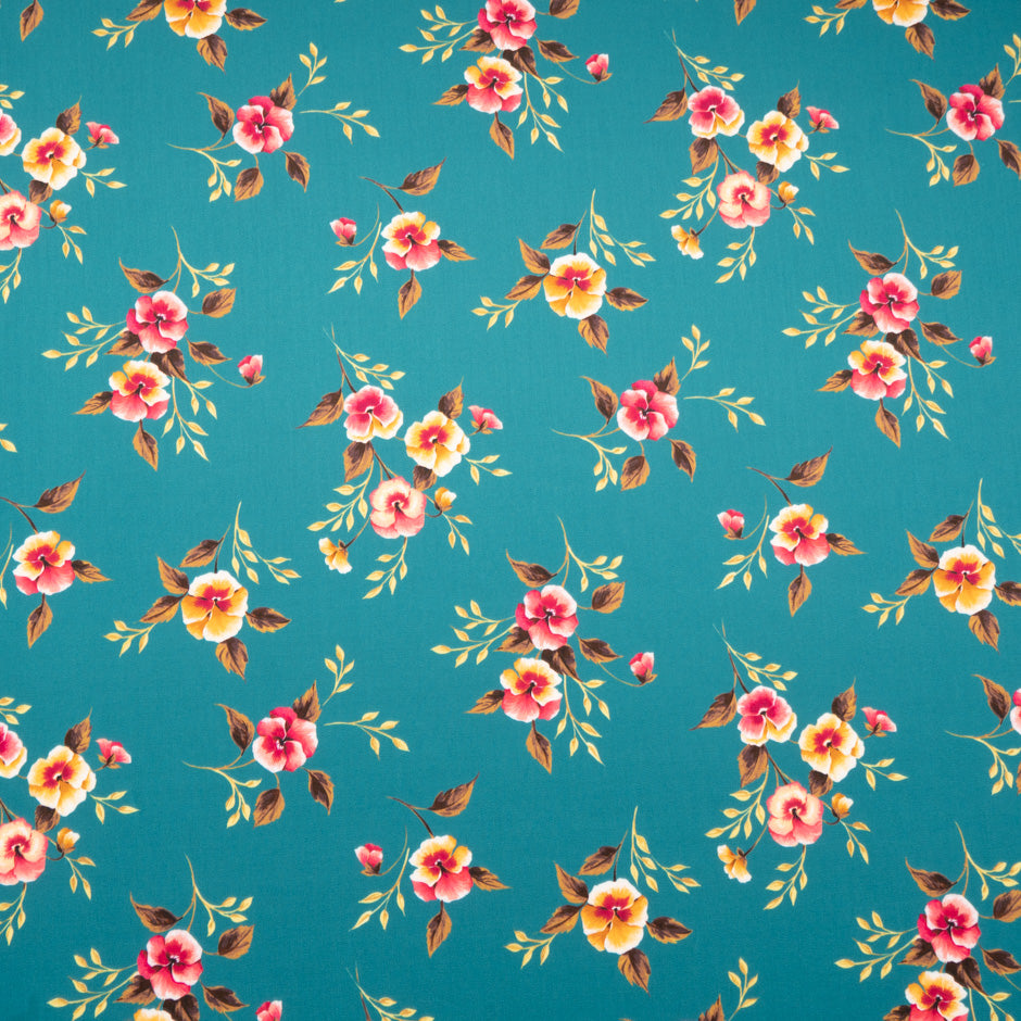 Pink & Orange Floral Sea Blue Luxury Cotton