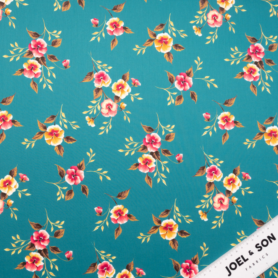 Pink & Orange Floral Sea Blue Luxury Cotton