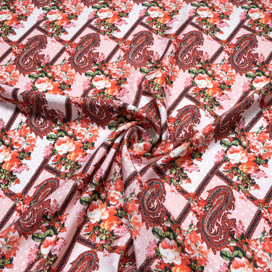 Geometric Paisley Printed Pure Silk Jacquard