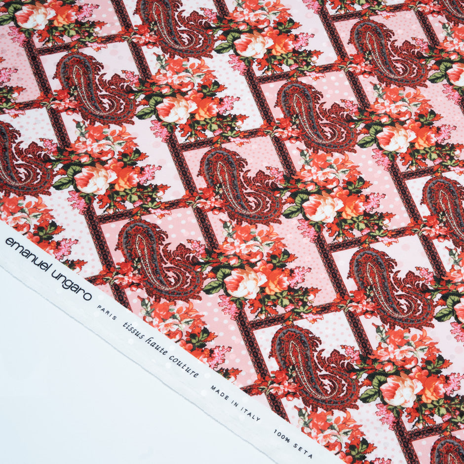 Geometric Paisley Printed Pure Silk Jacquard