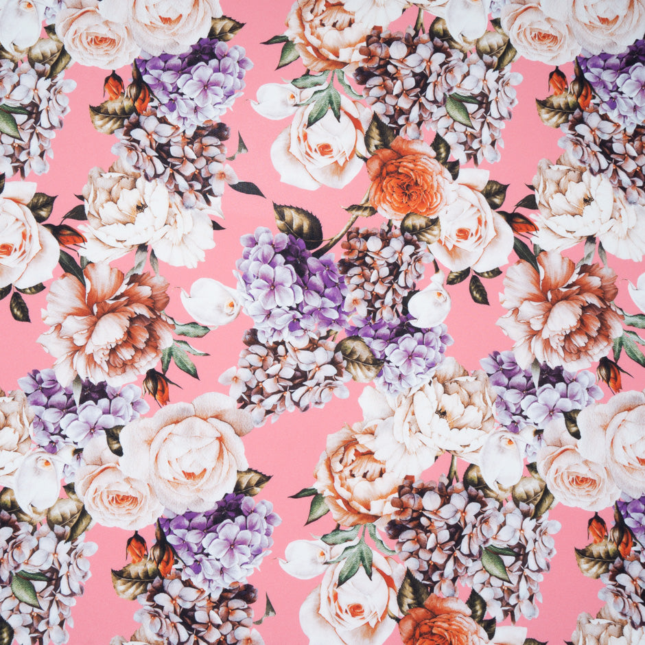 Rose Floral Printed Pink Silk Georgette