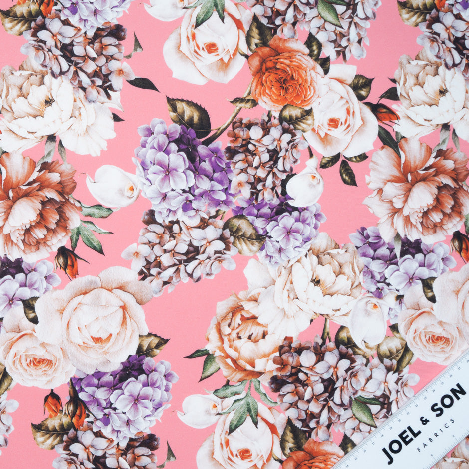 Rose Floral Printed Pink Silk Georgette