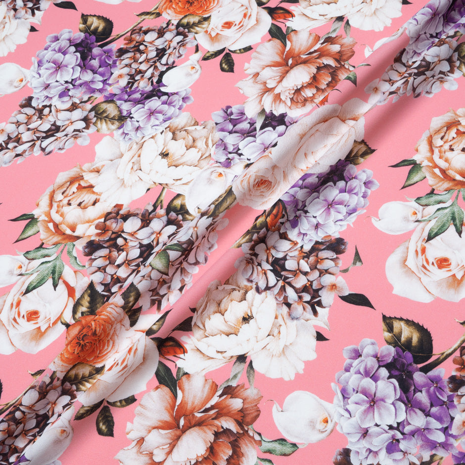 Rose Floral Printed Pink Silk Georgette