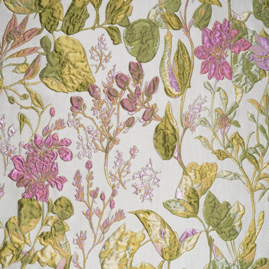 Pretty Pink Floral Metallic Cloqué