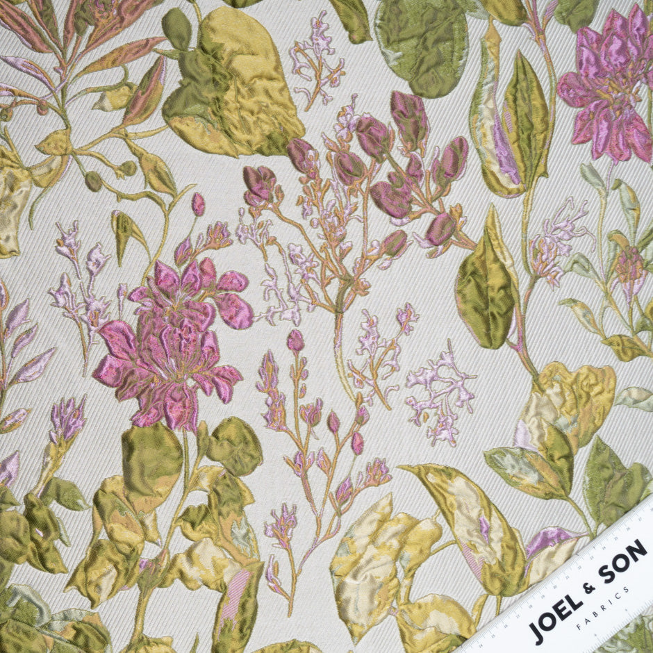 Pretty Pink Floral Metallic Cloqué