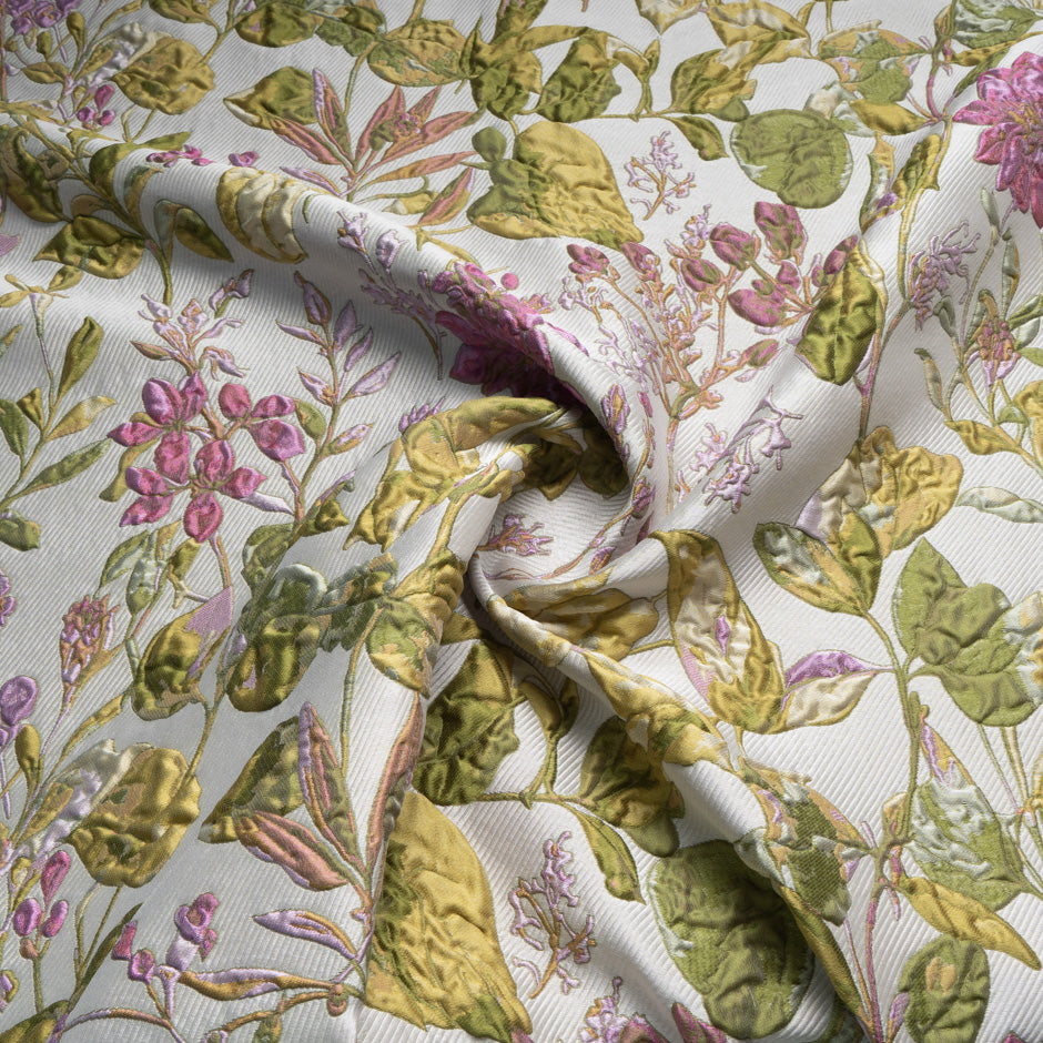 Pretty Pink Floral Metallic Cloqué