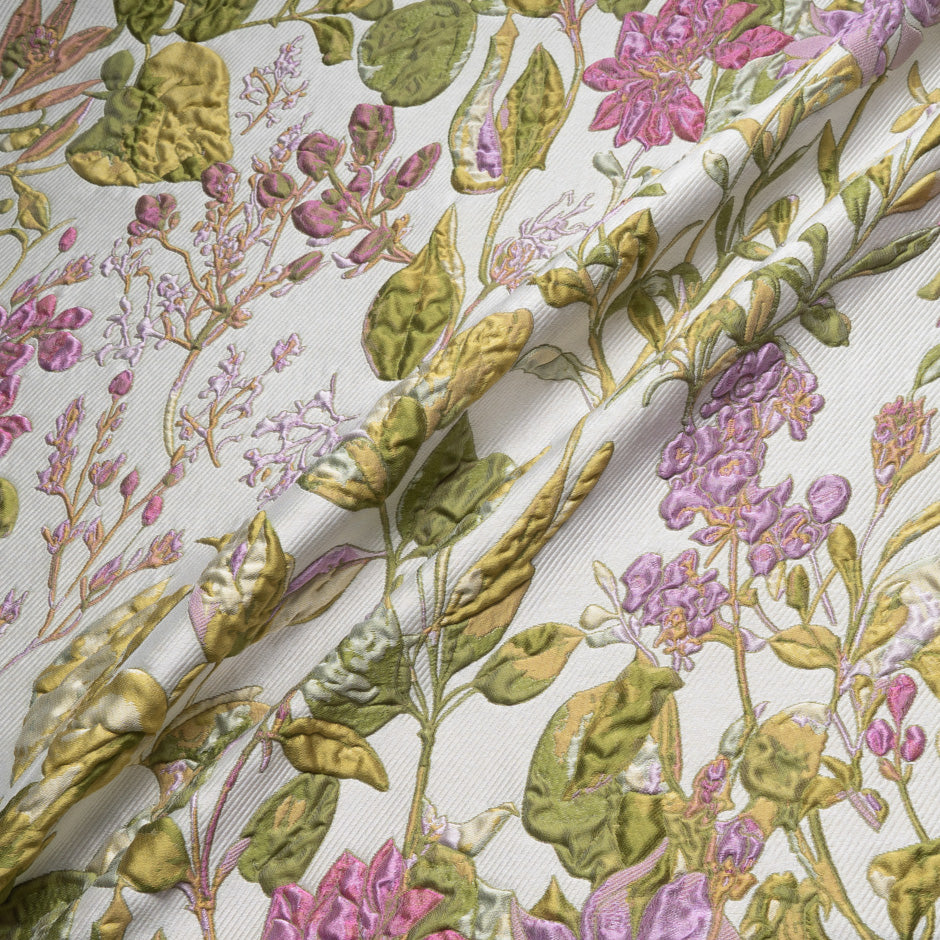 Pretty Pink Floral Metallic Cloqué