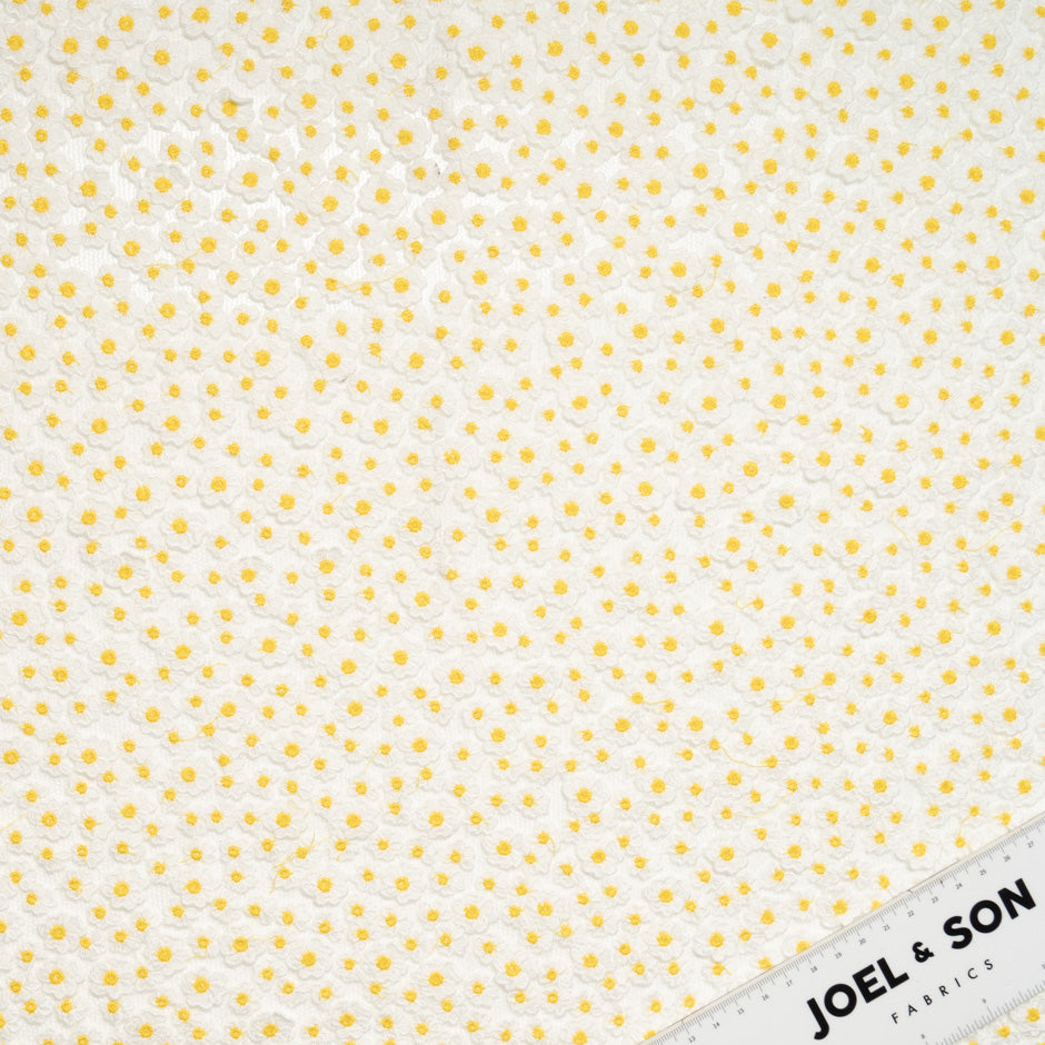 Daisy Floral Embroidered White Tulle