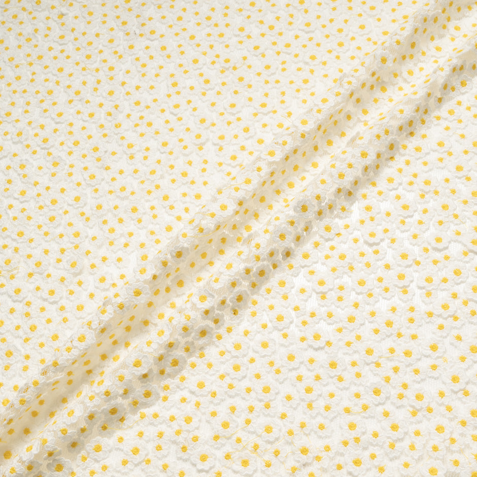 Daisy Floral Embroidered White Tulle