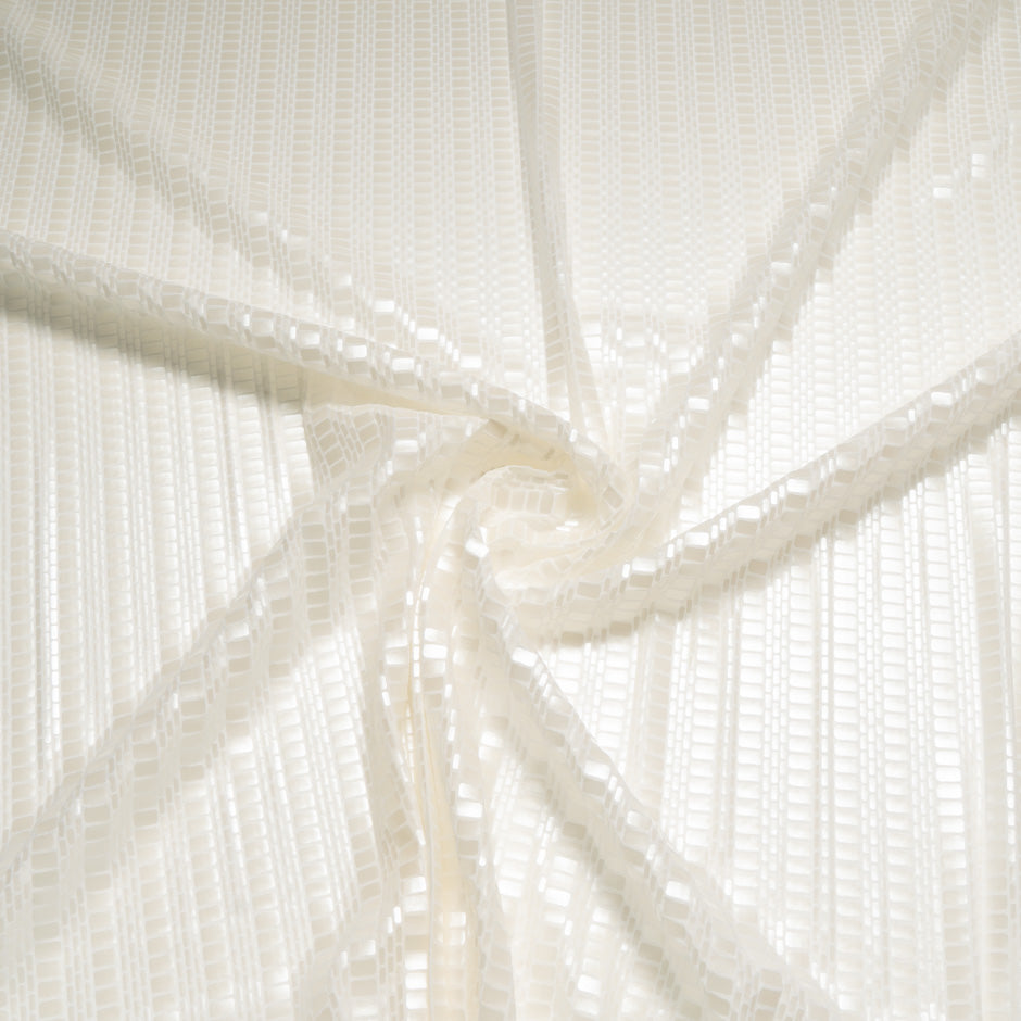 Ivory Flat Pressed Sequinned Lycra Georgette
