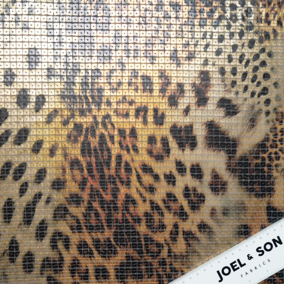 Brown Animal Style Sequinned Jersey (A 3m Piece)
