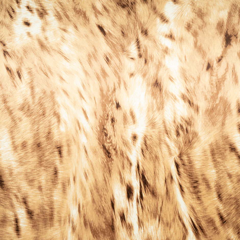 Soft Brown Animal Printed Silk Satin