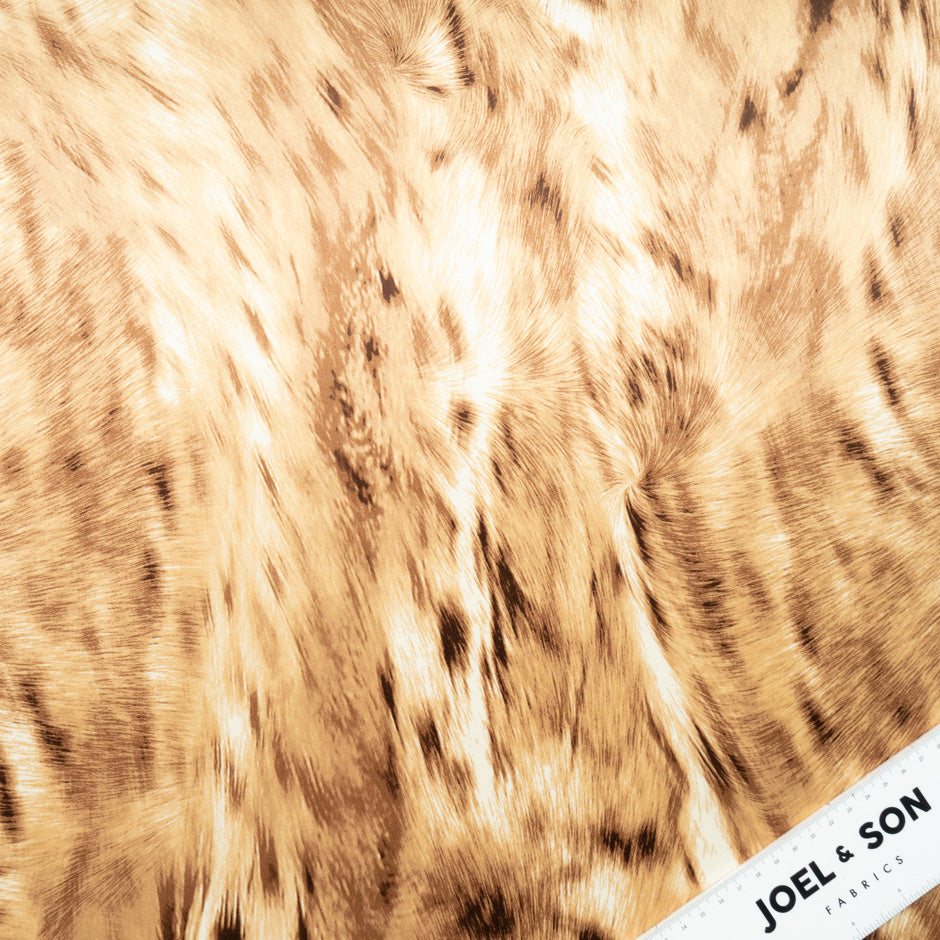 Soft Brown Animal Printed Silk Satin