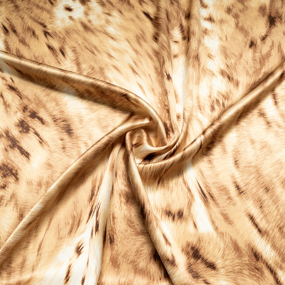 Soft Brown Animal Printed Silk Satin