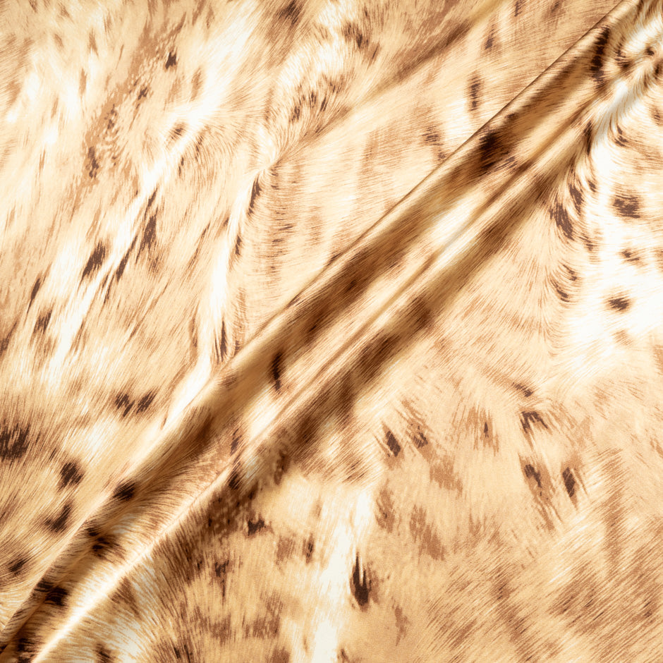 Soft Brown Animal Printed Silk Satin