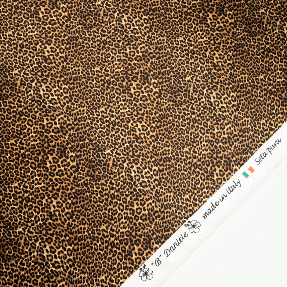 Brown Animal Printed Pure Silk Satin