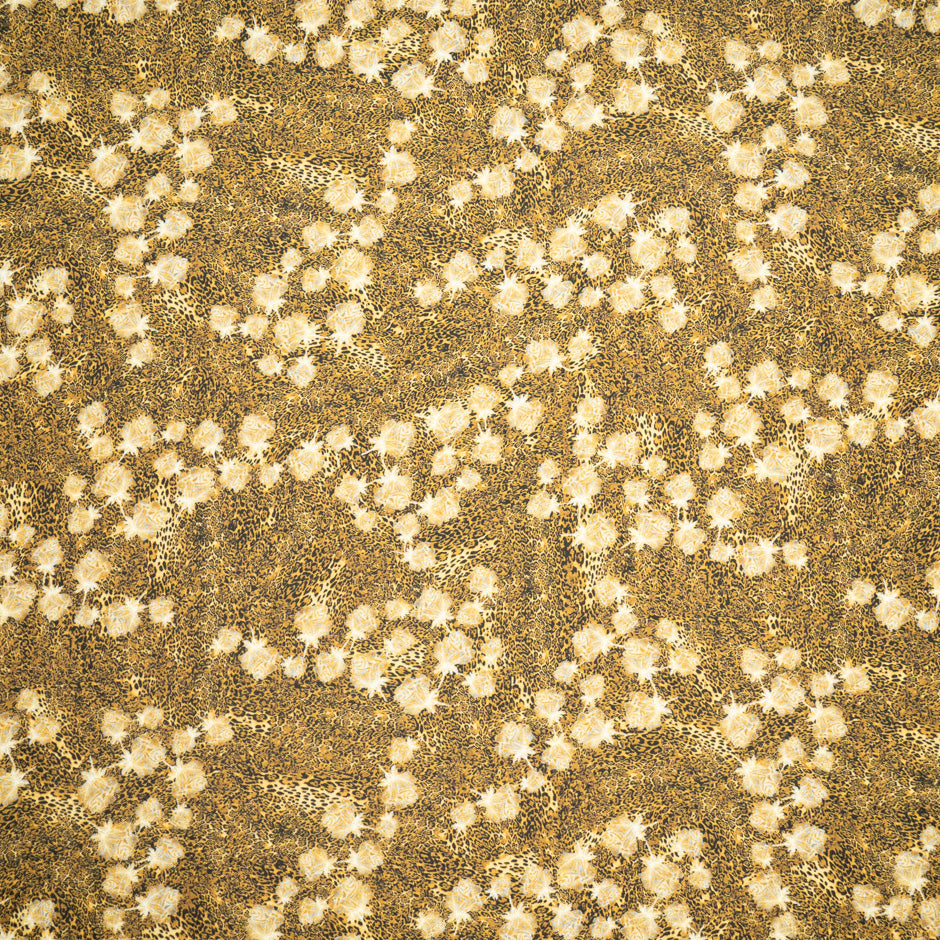 Black & Yellow Animal Printed Pure Silk Twill