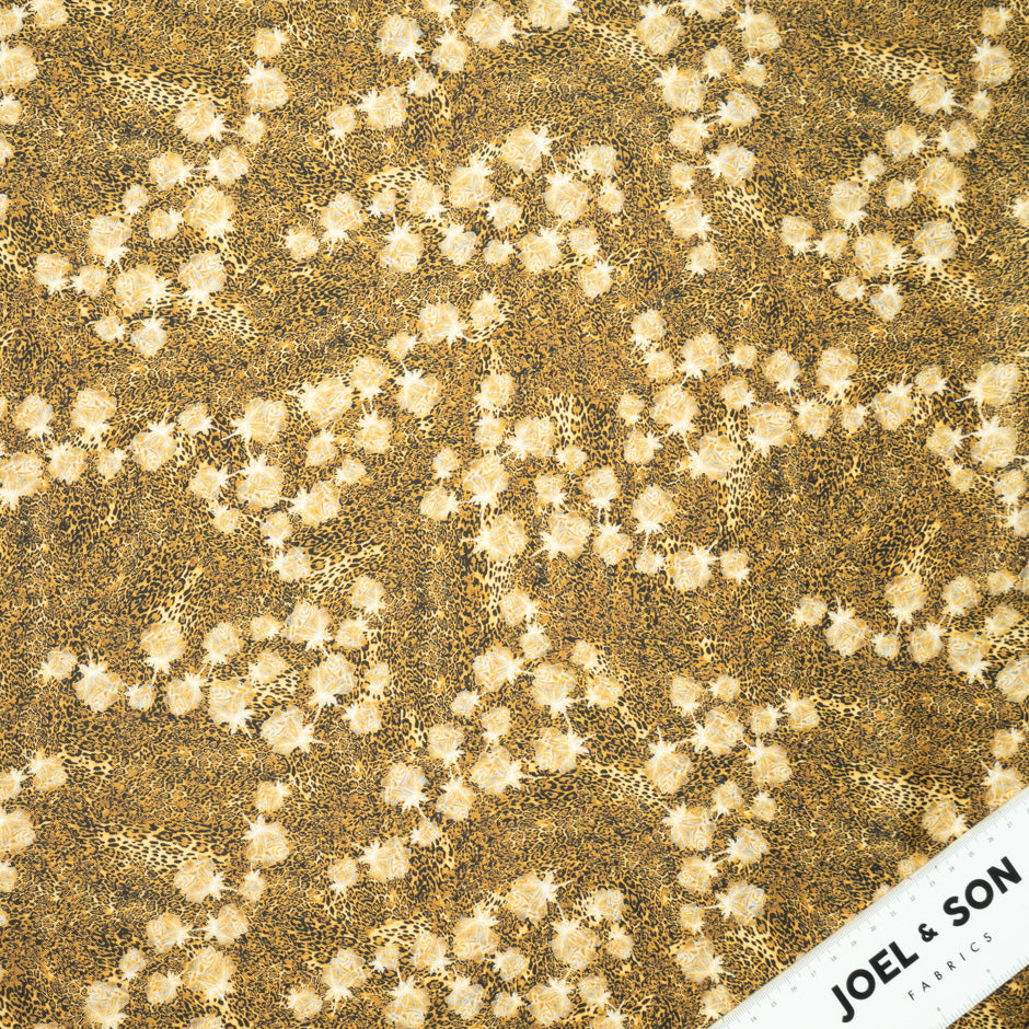 Black & Yellow Animal Printed Pure Silk Twill