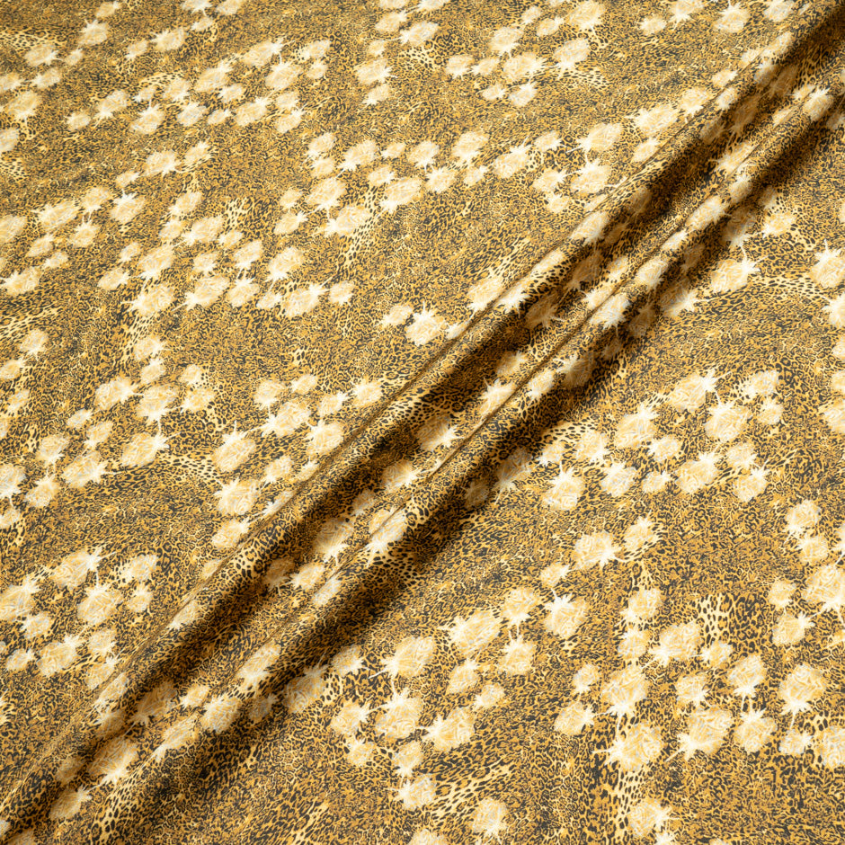 Black & Yellow Animal Printed Pure Silk Twill