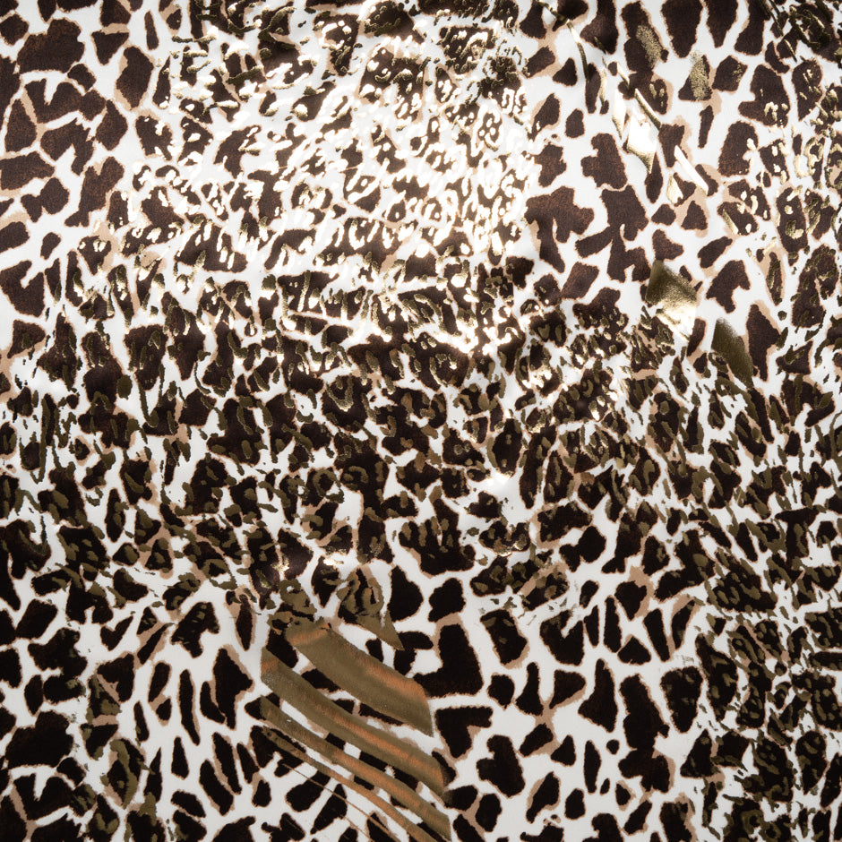 Dark Brown Animal Printed Metallic Silk