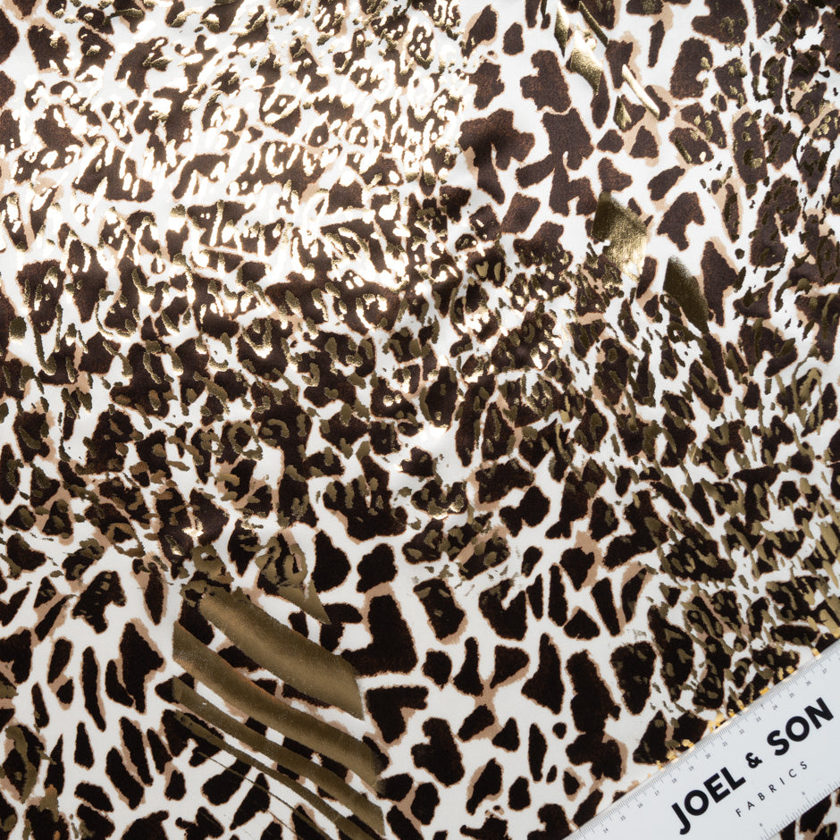 Dark Brown Animal Printed Metallic Silk