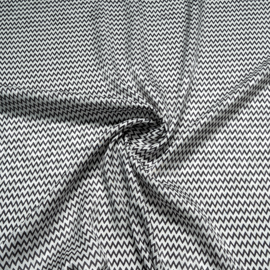 Monochrome Zigzag Pure Silk Jacquard