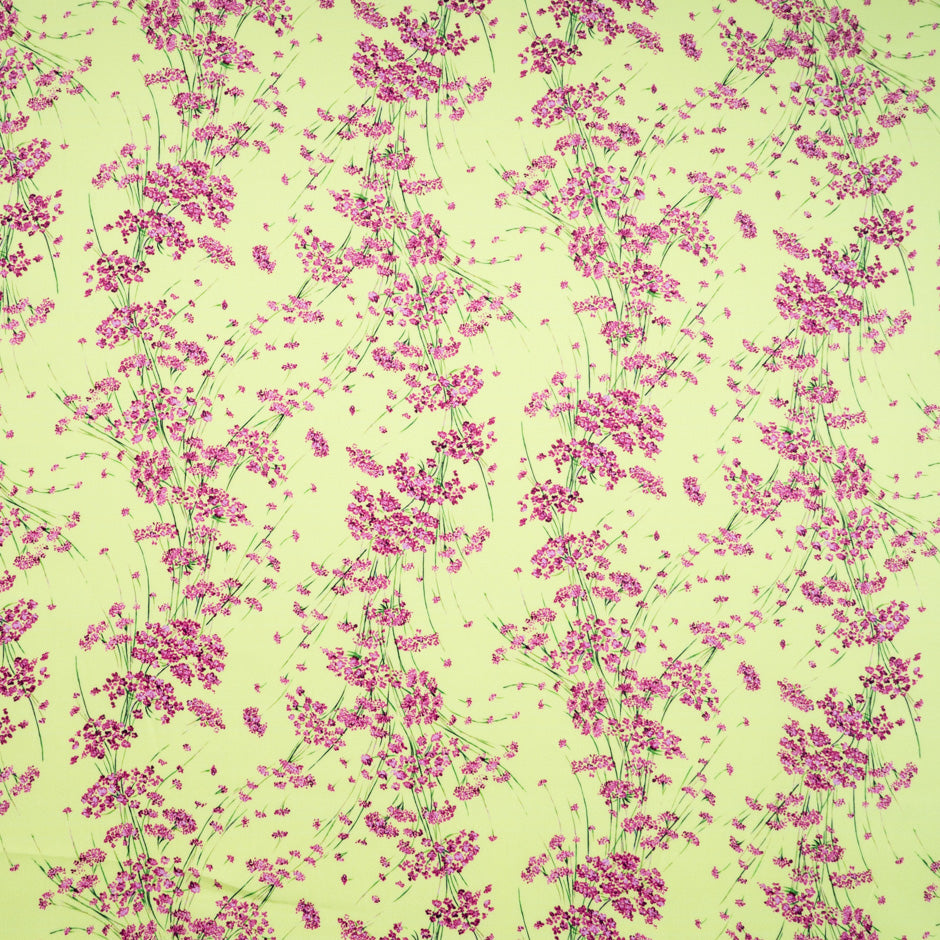 Pink Floral Printed Lime Pure Luxury Cotton (A 2m Piece)