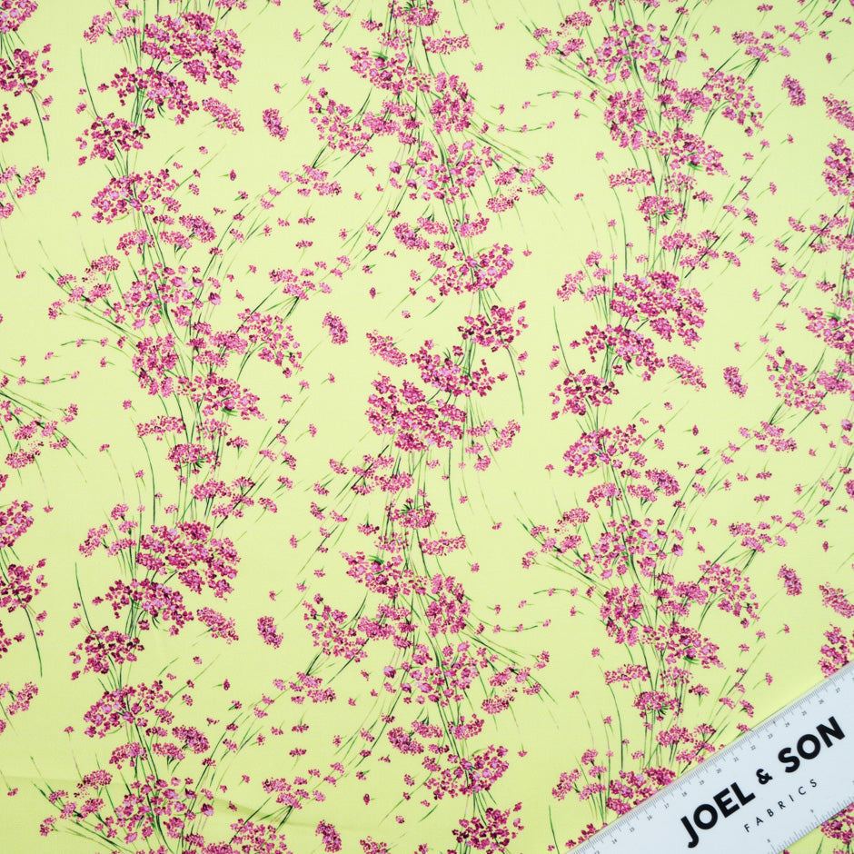 Pink Floral Printed Lime Pure Luxury Cotton (A 2m Piece)