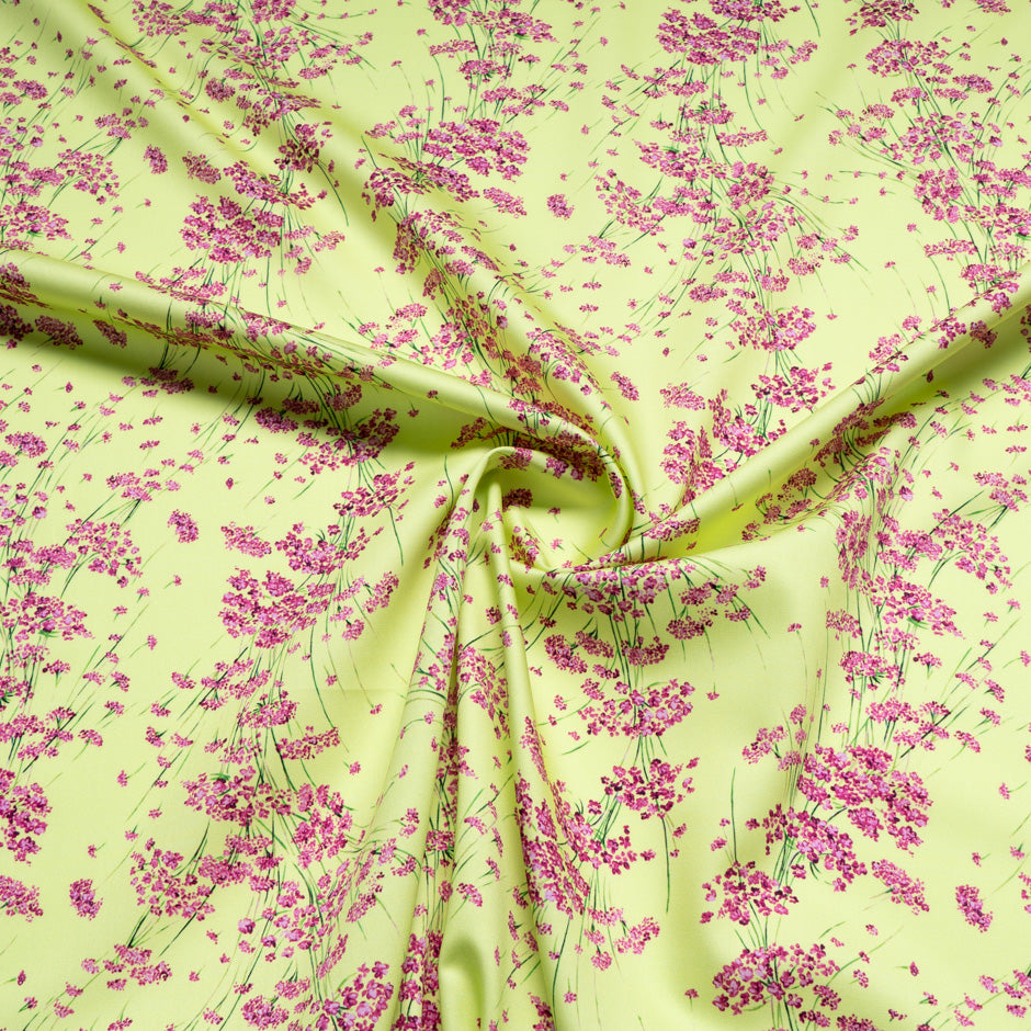 Pink Floral Printed Lime Pure Luxury Cotton (A 2m Piece)