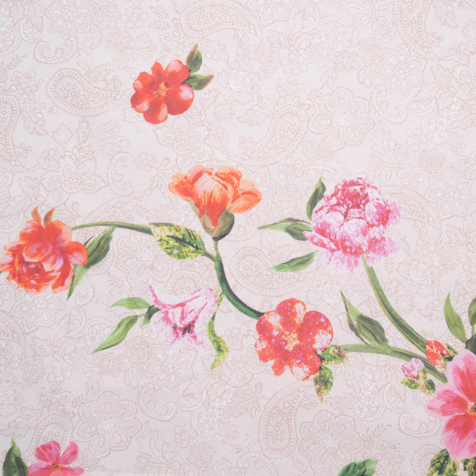 Pink & Orange Floral Printed Pure Silk Georgette