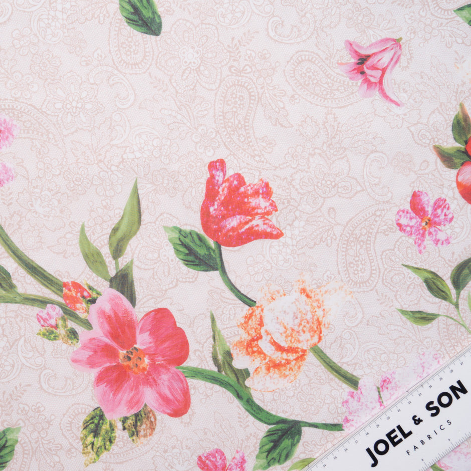 Pink & Orange Floral Printed Pure Silk Georgette