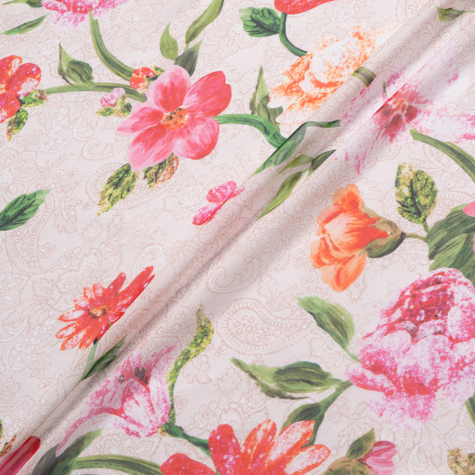 Pink & Orange Floral Printed Pure Silk Georgette