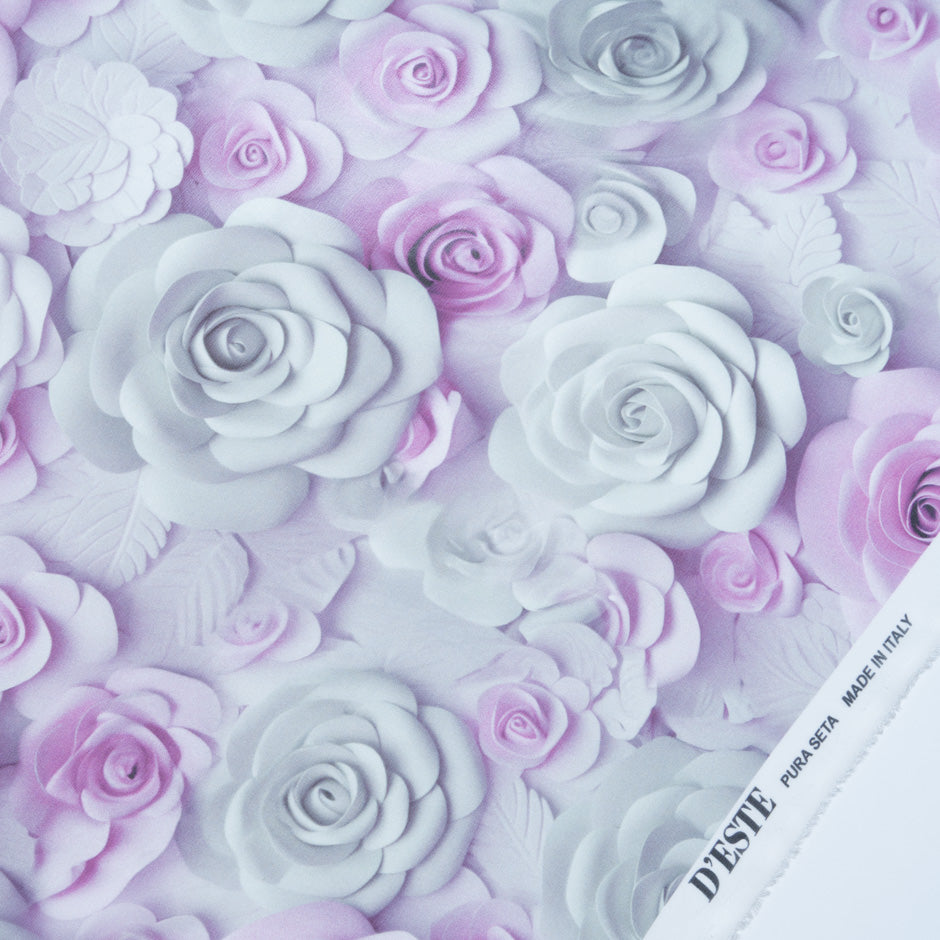 Pale Pink & Lilac Floral Pure Silk Georgette (A 2.70m PIece)