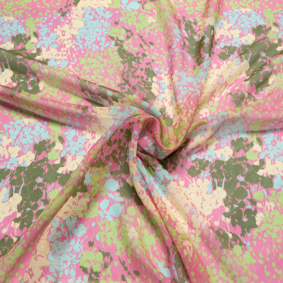 Multi Abstract Floral Printed Silk Georgette