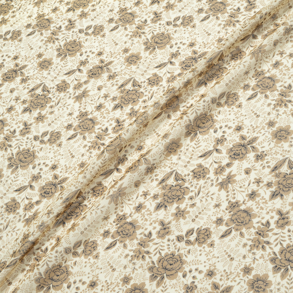 Blue Floral Printed Yellow Pure Silk Georgette