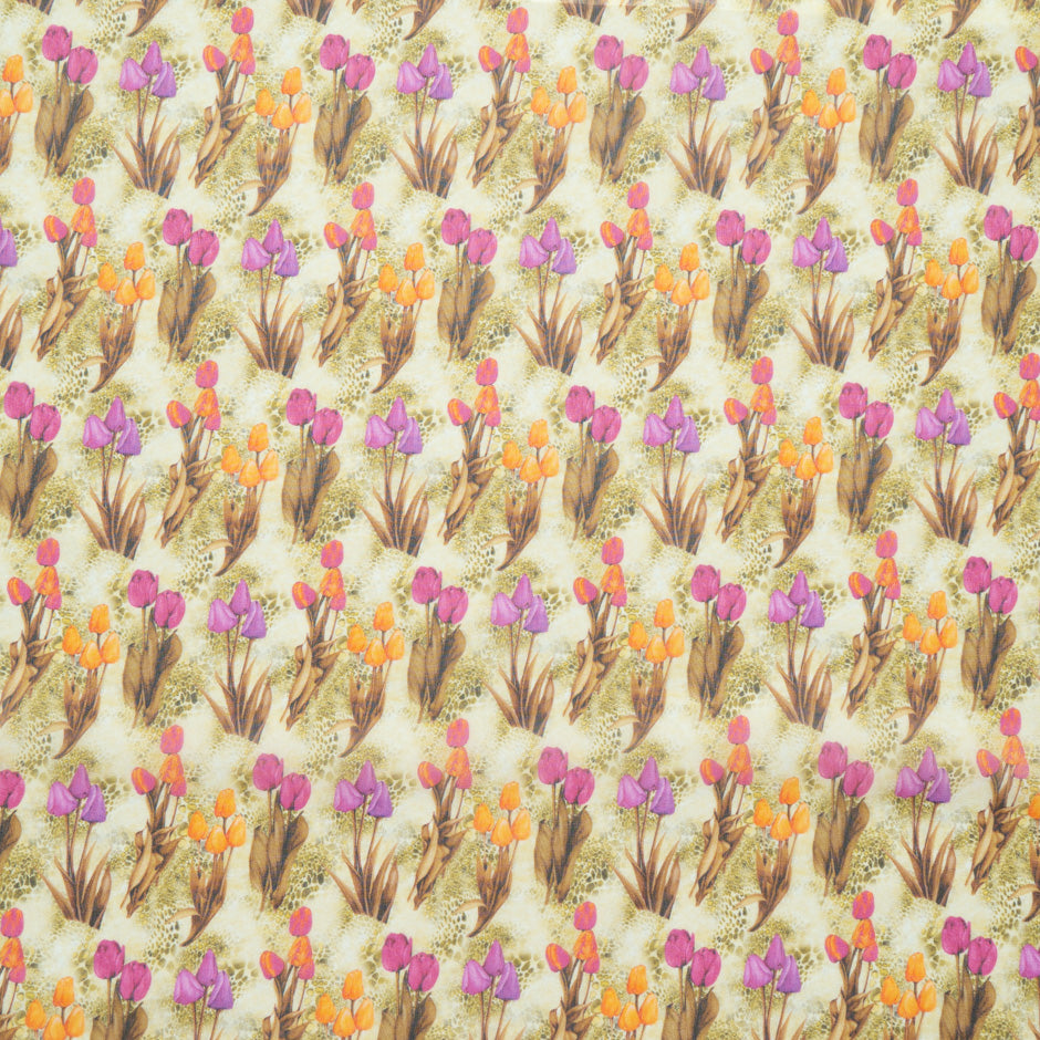 Multi Tulip Printed Pure Silk Georgette