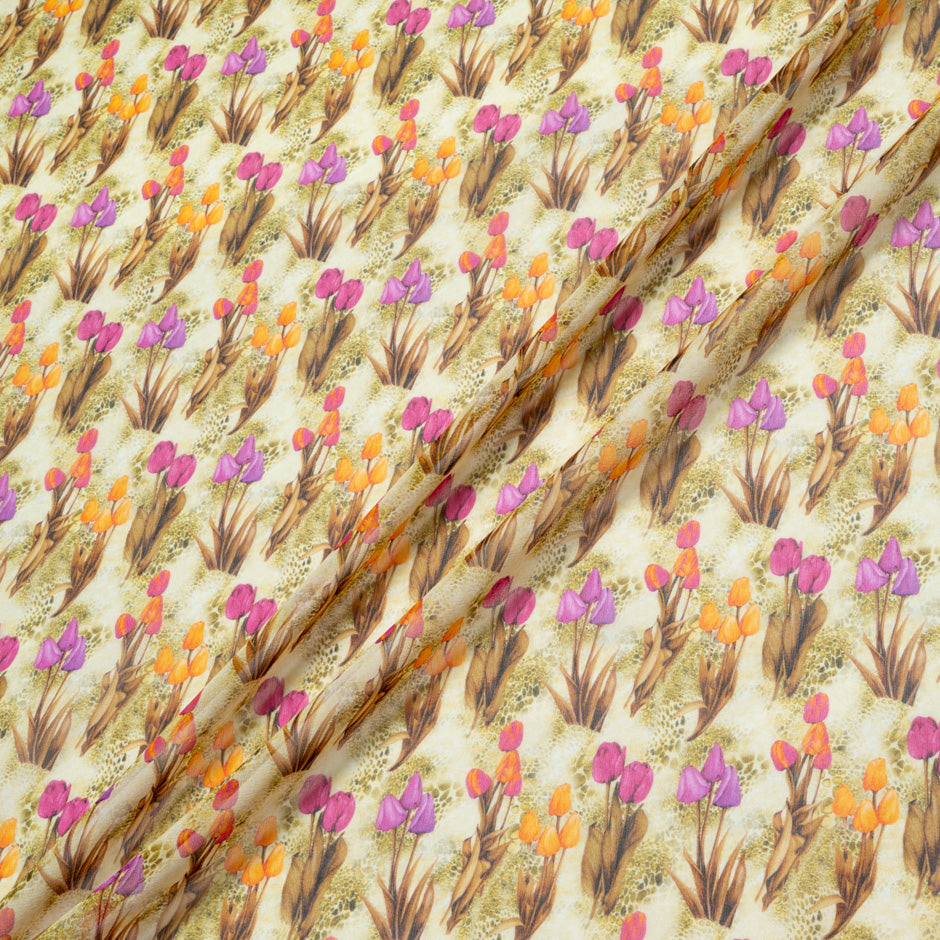Multi Tulip Printed Pure Silk Georgette