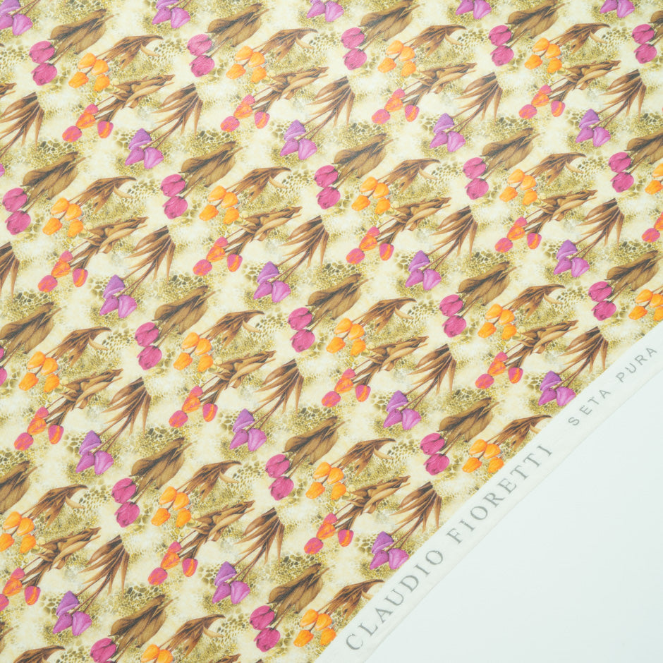 Multi Tulip Printed Pure Silk Georgette