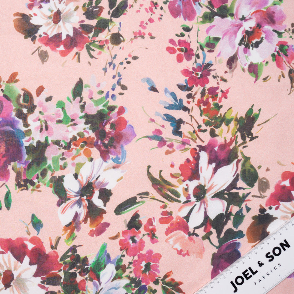 Multi Floral Printed Candy Pink Silk Georgette