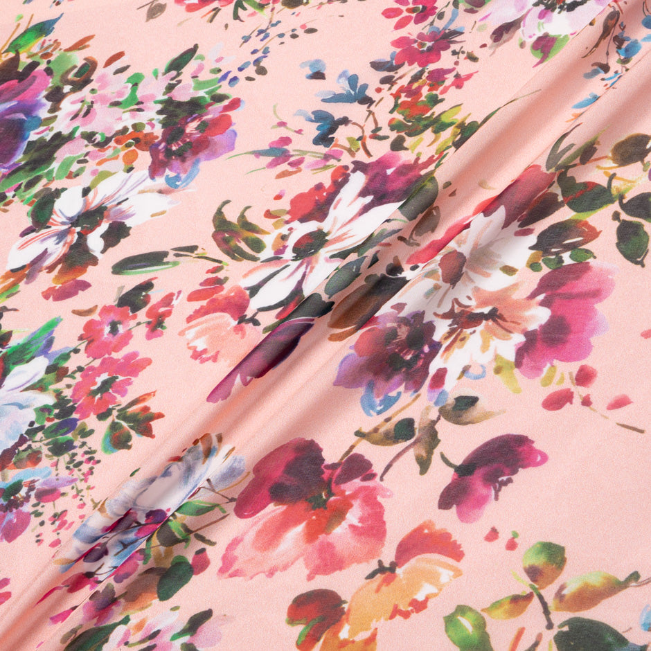 Multi Floral Printed Candy Pink Silk Georgette