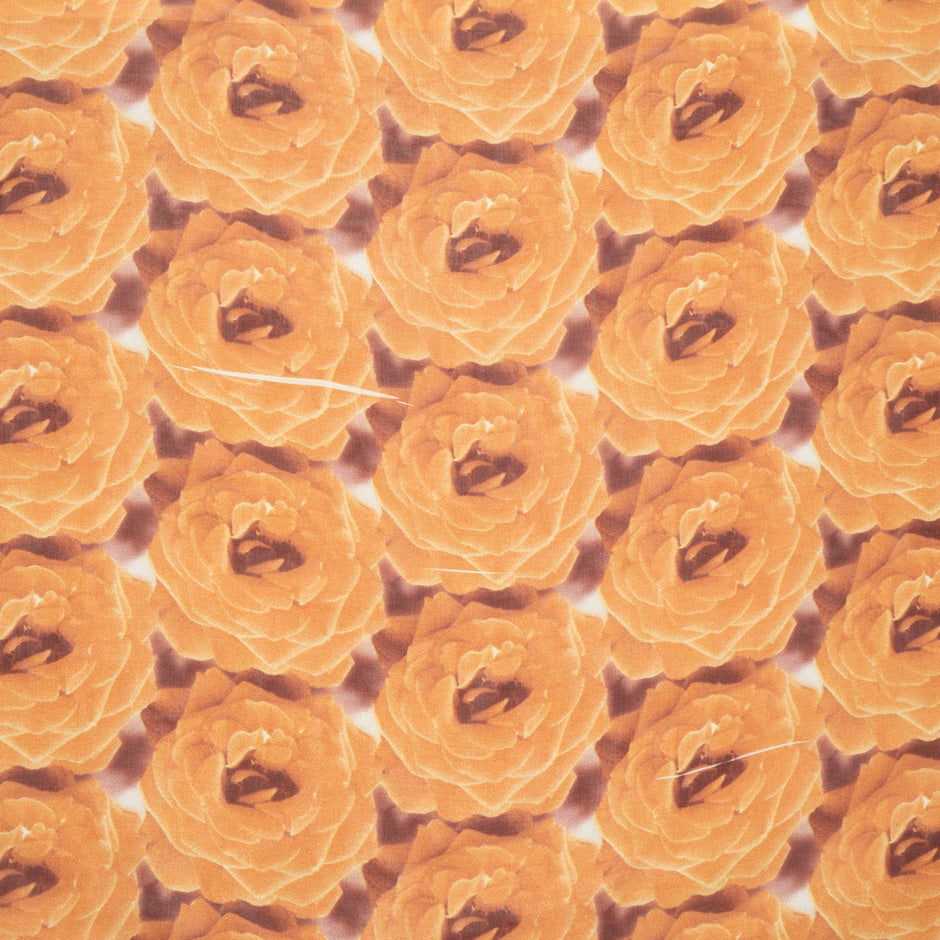 Orange Geometric Floral Pure Silk Georgette