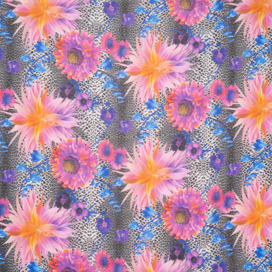 Floral & Leopard Printed Pure Silk Georgette