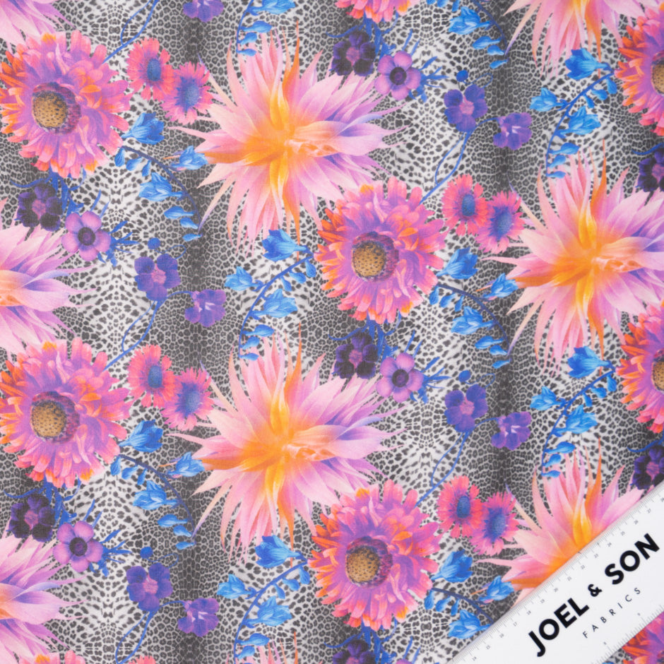 Floral & Leopard Printed Pure Silk Georgette