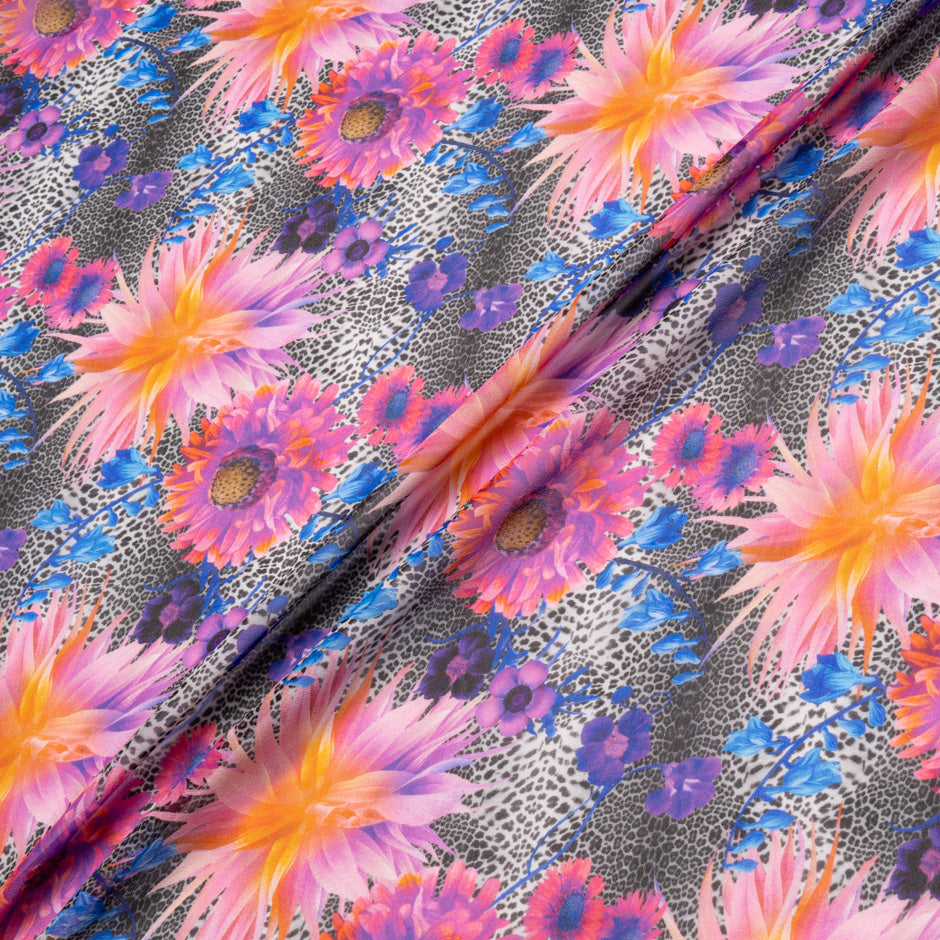 Floral & Leopard Printed Pure Silk Georgette