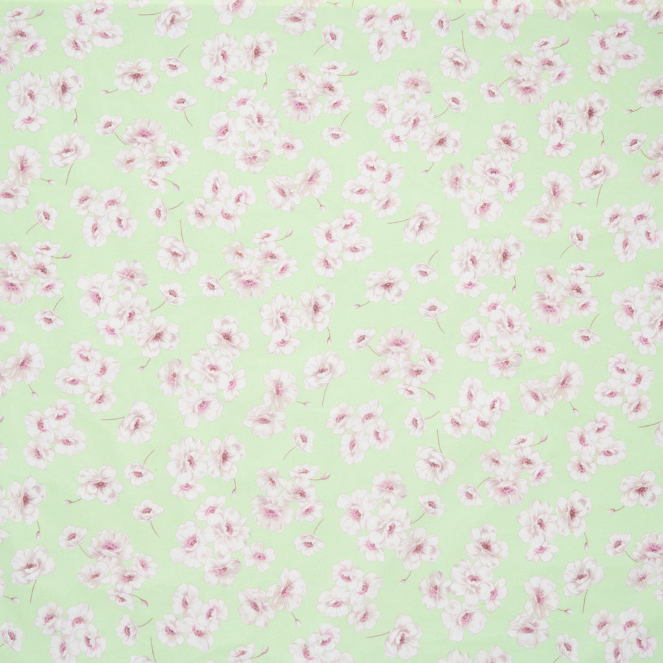 Floral Printed Green Silk Georgette